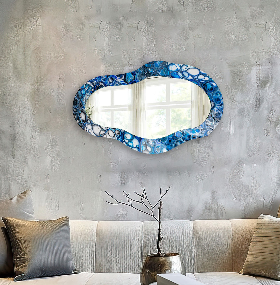 Blue Stained Wall Mirror