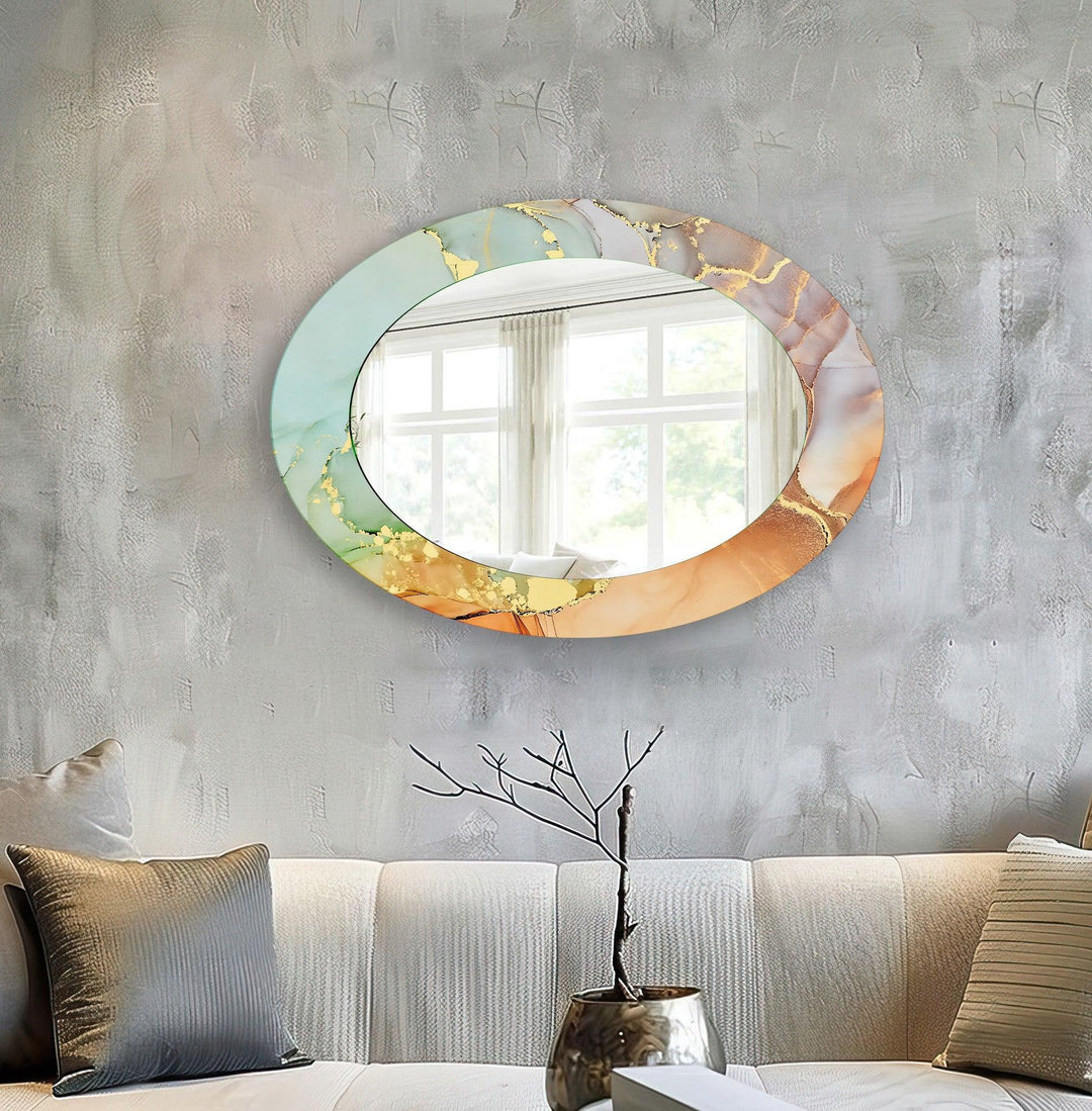 Turquoise Dining Room Oval Wall Mirror