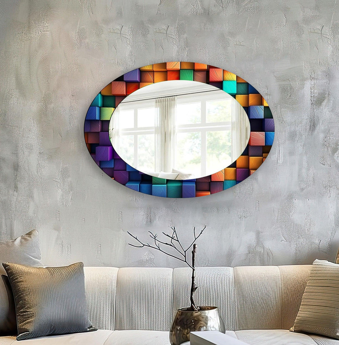 Color Stained Oval Wall Mirror