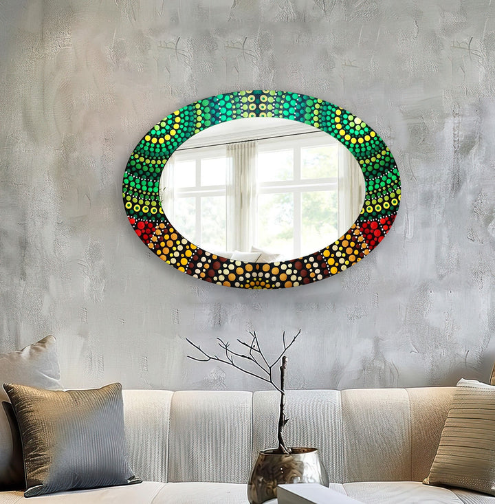 Green Mosaic Oval Wall Mirror