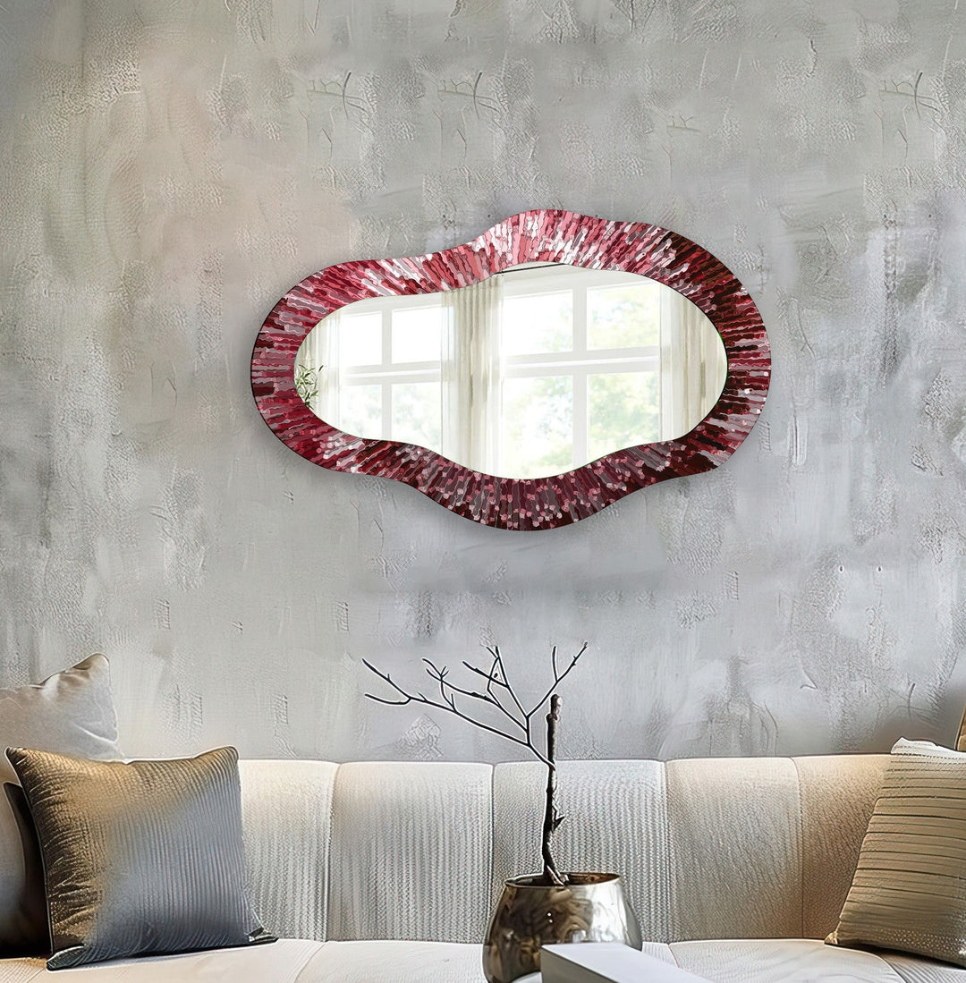 Red Modern Wall Mirror