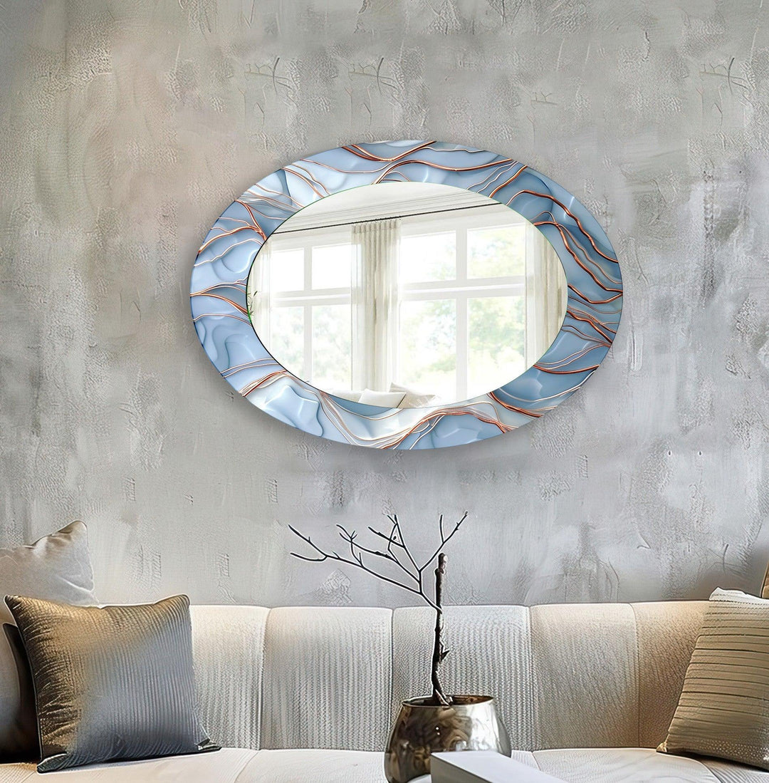 Stained Large Oval Wall Mirror