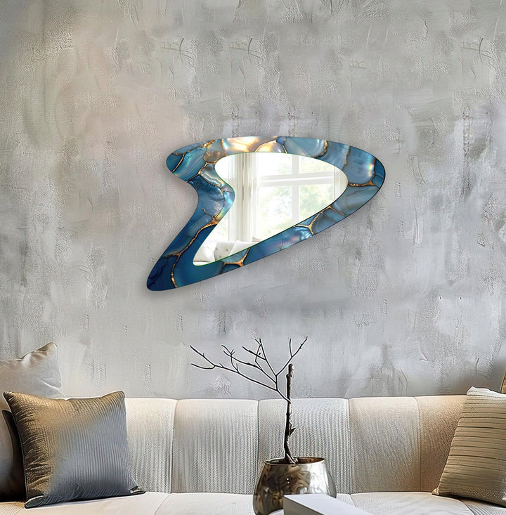 Blue Abstract Elegant Decorative Wall Mirror