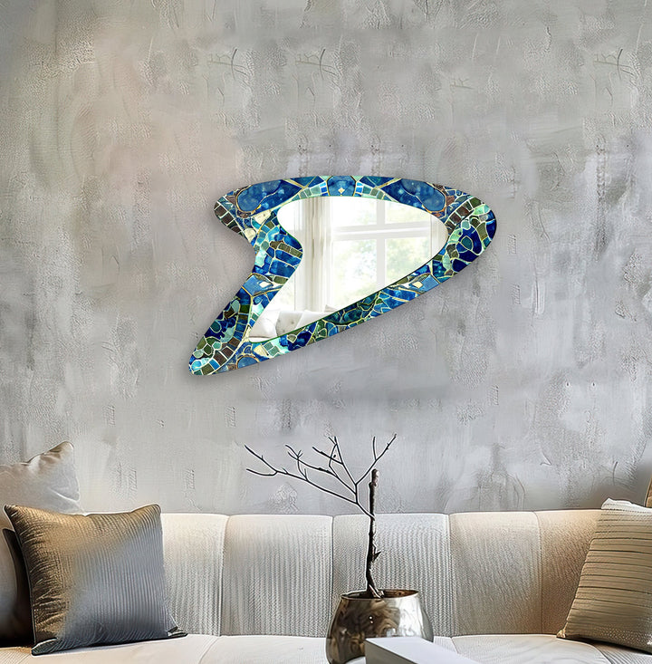 Blue - Green Modern Mosaic Glass Wall Mirror