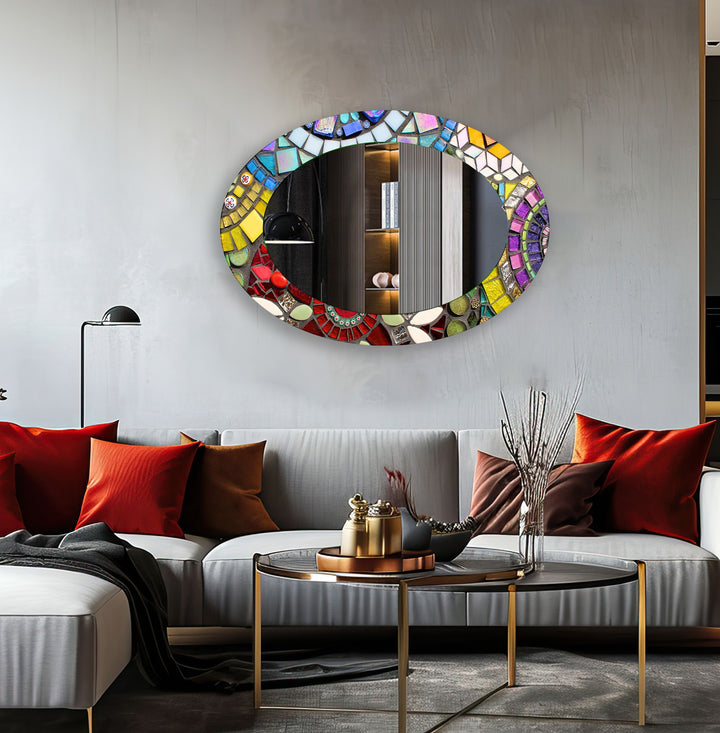 Mosaic Oval Wall Mirror