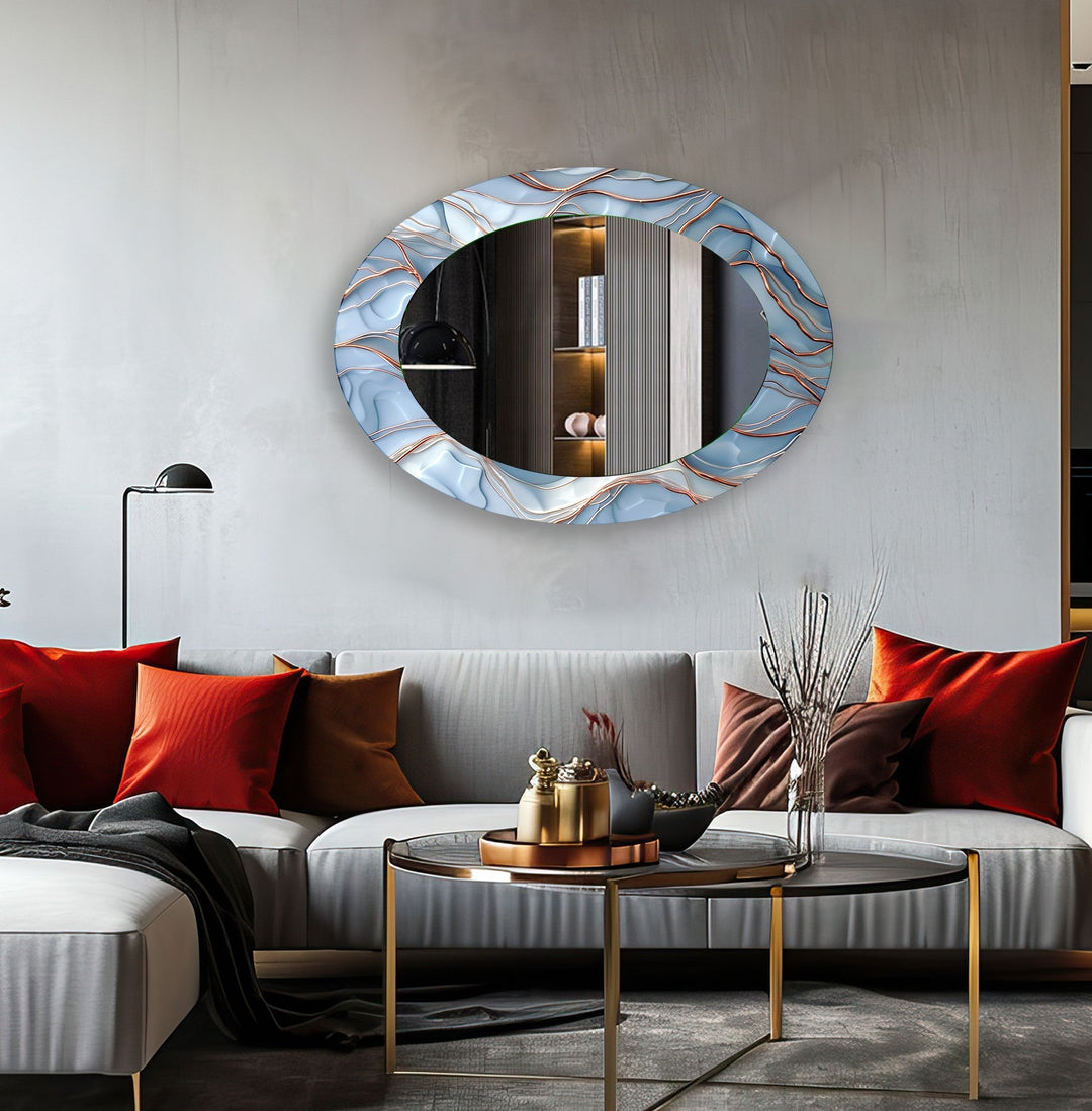 Stained Large Oval Wall Mirror