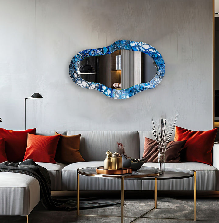 Blue Stained Wall Mirror