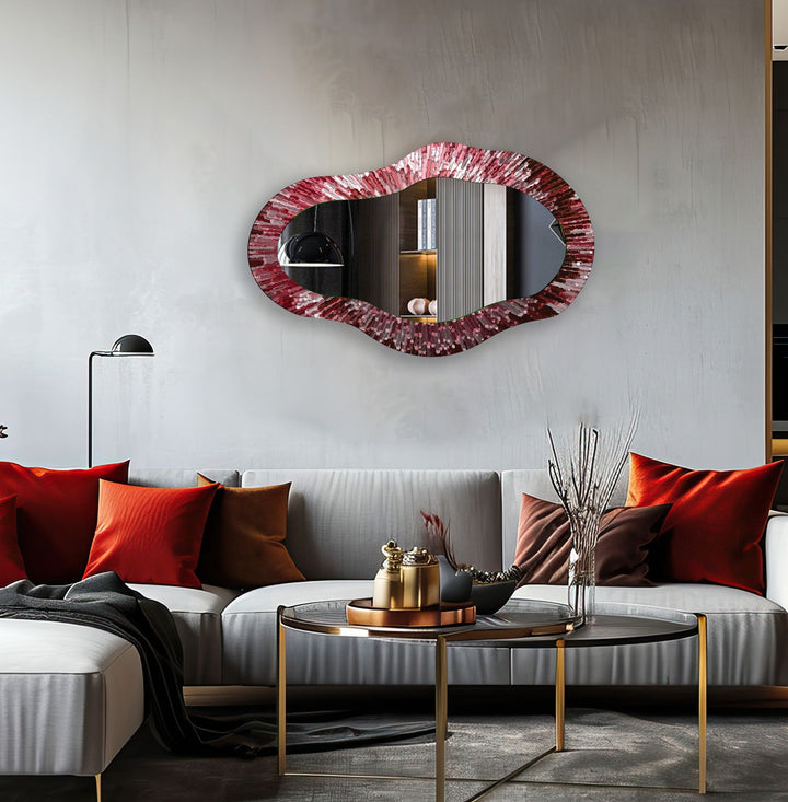 Red Modern Wall Mirror