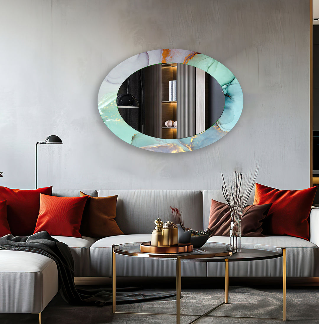 Modern Abstract Oval Wall Mirror