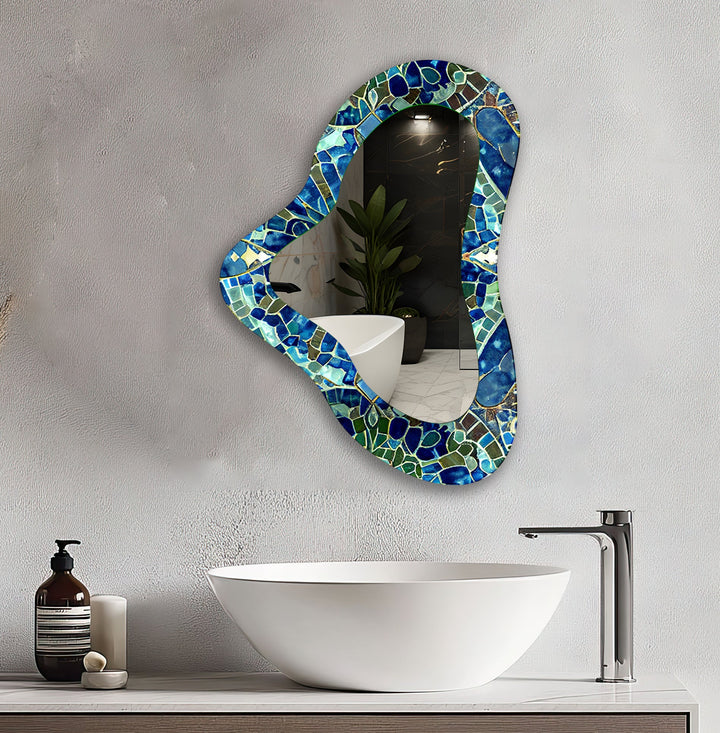 Mosaic Asymmetrical Glass Wall Mirror