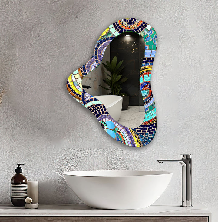 Mosaic Large Irregular Glass Wall Mirror