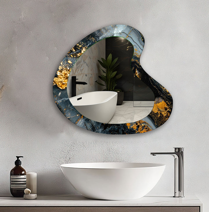 Elegant Gold Marble Decorative Wall Mirror