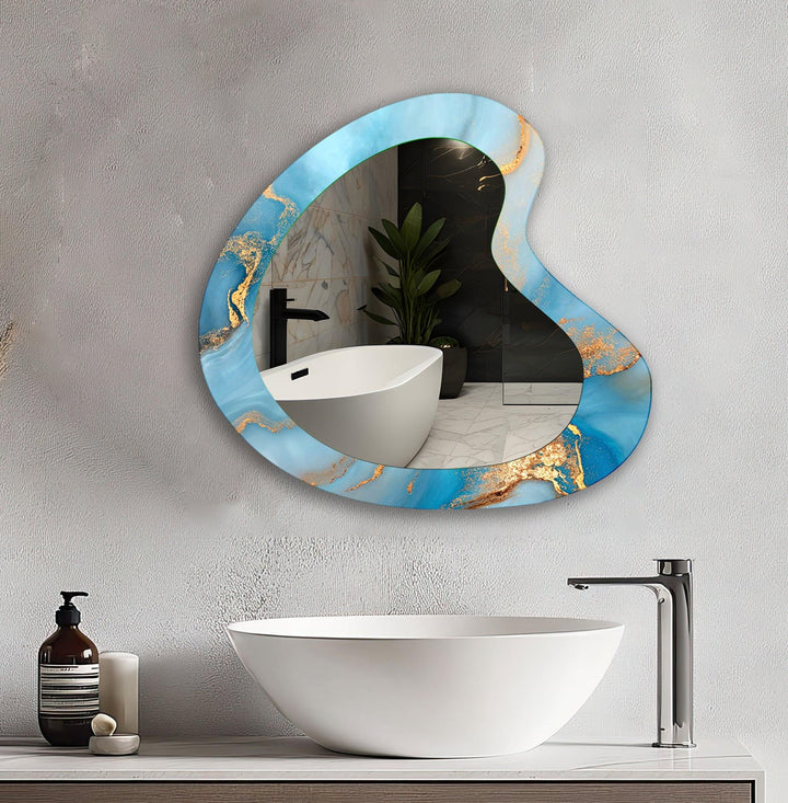 Blue Watercolor Aesthetic Wall Mirror