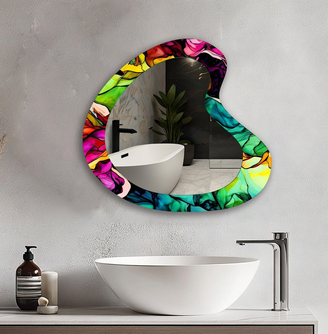 Vivid Pink Watercolor Modern Glass Wall Mirror