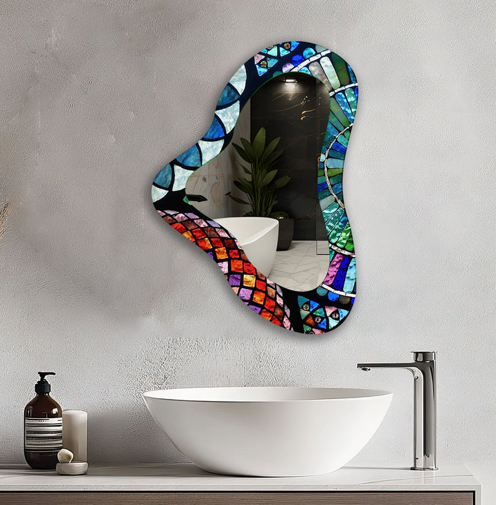 Mosaic Tiles Irregular Glass Wall Mirror