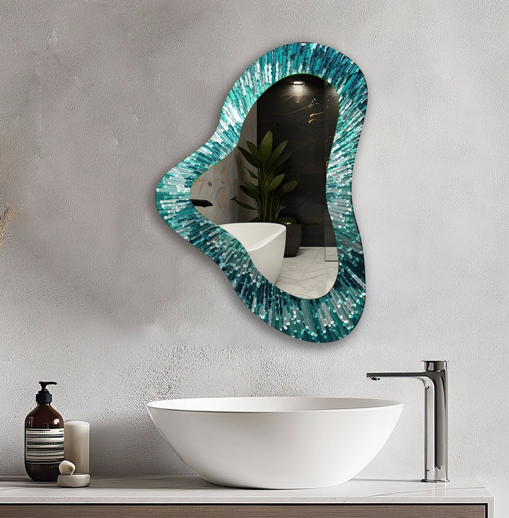 Green Abstract Aesthetic Wall Mirror