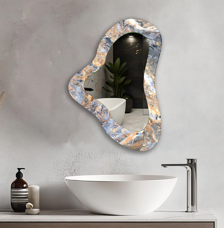 Elegant Marble Irregular Glass Wall Mirror