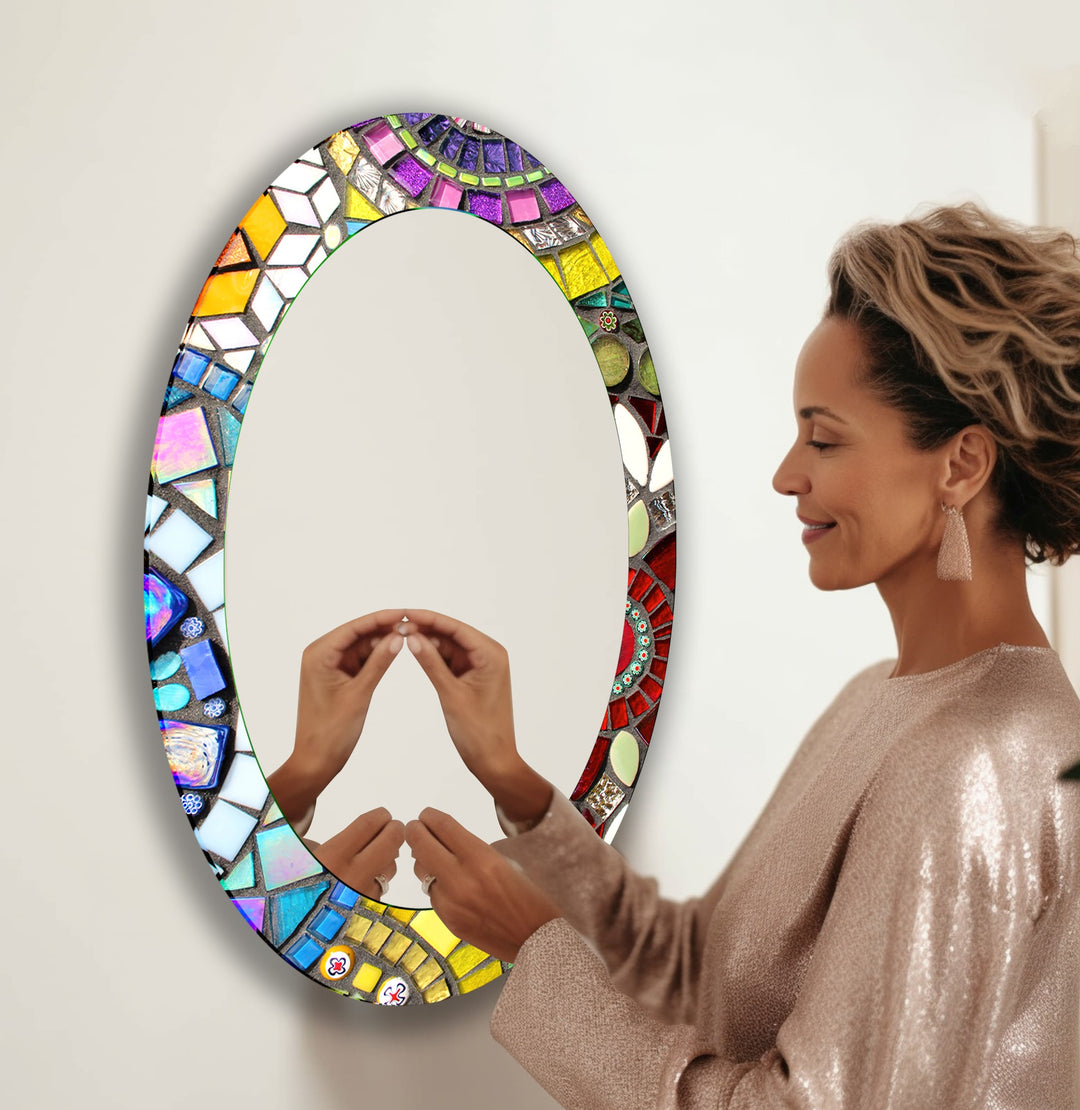 Mosaic Oval Wall Mirror