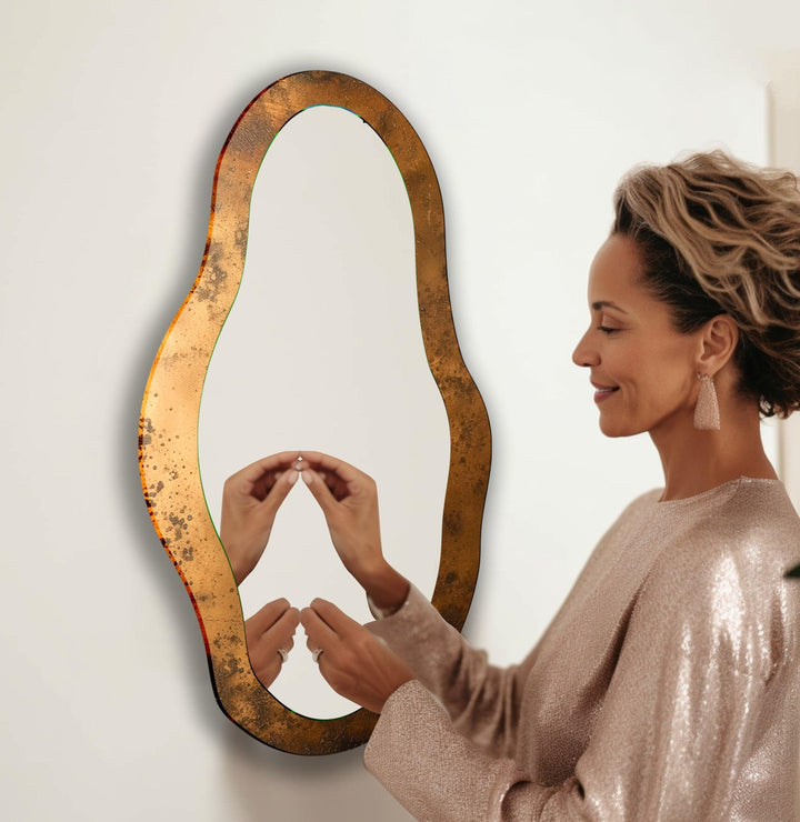 Copper Abstract Wall Mirror