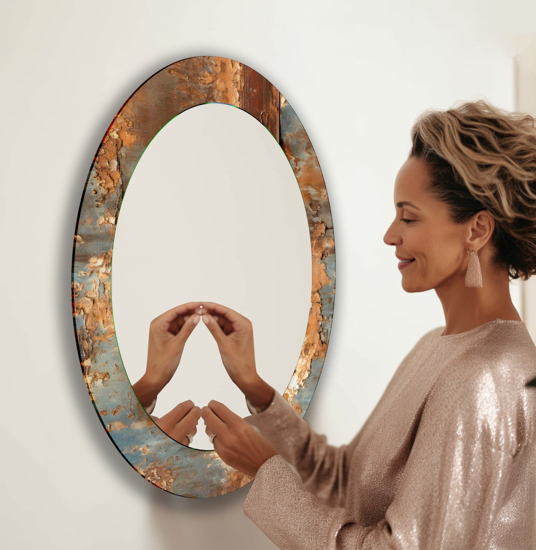 Copper Modern Oval Wall Mirror