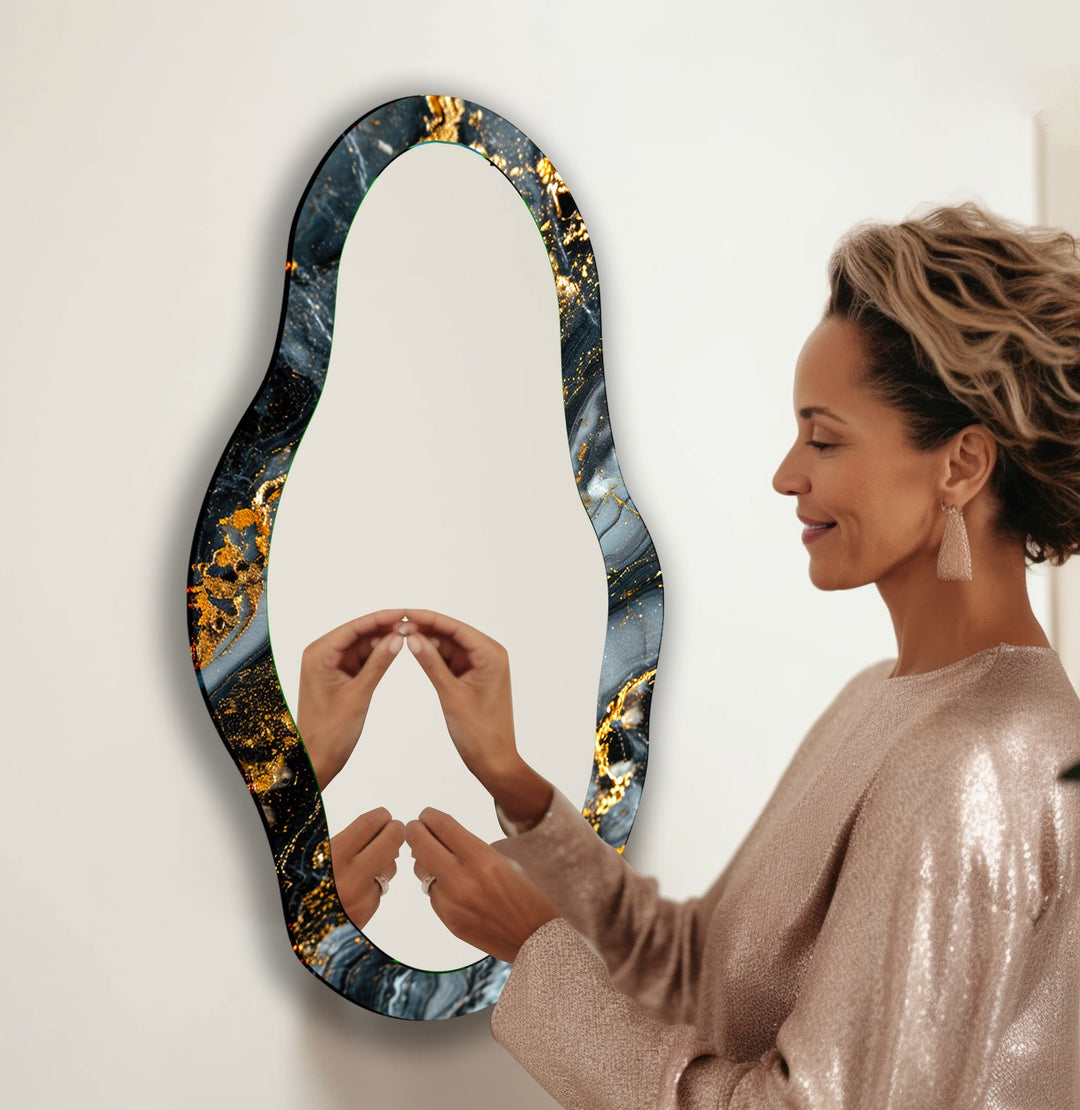 Black And Gold Small Wall Mirror