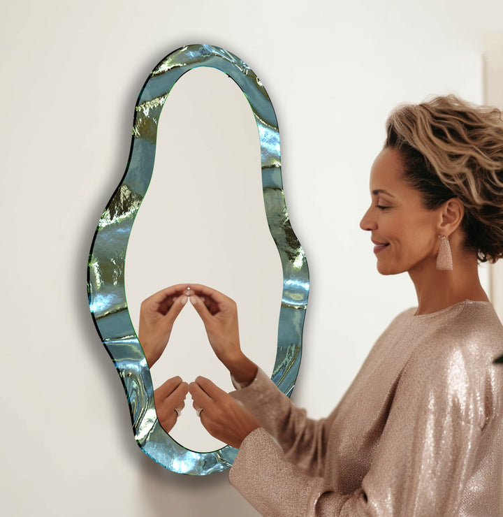 Metallic Gray Asymmetrical Wall Mirror