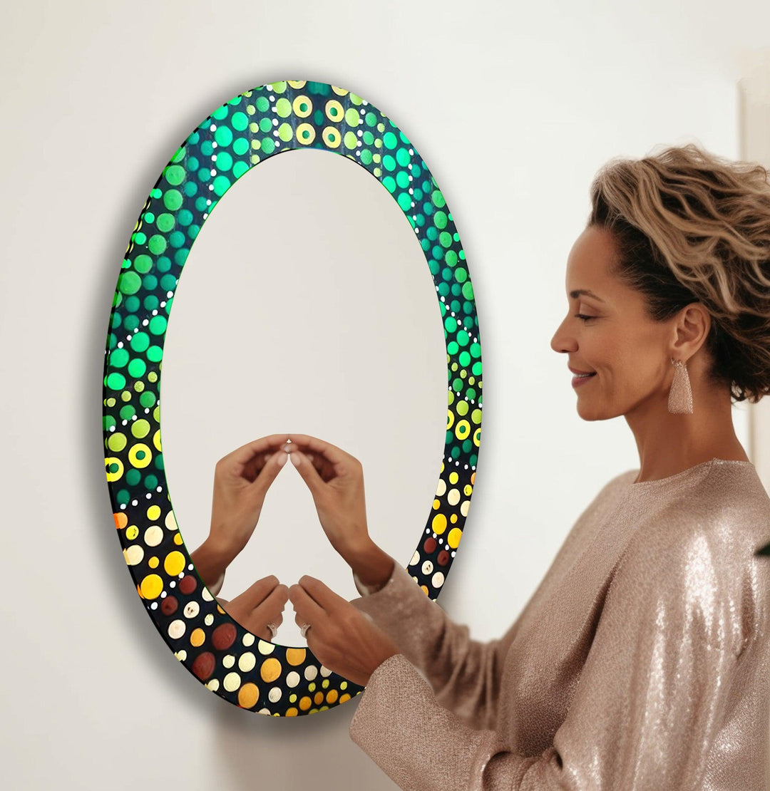 Oval Green Mosaic  Wall Mirror