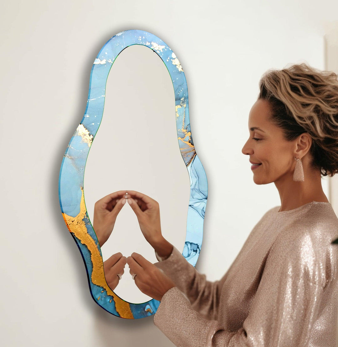 Gold Blue Decorative Wall Mirror