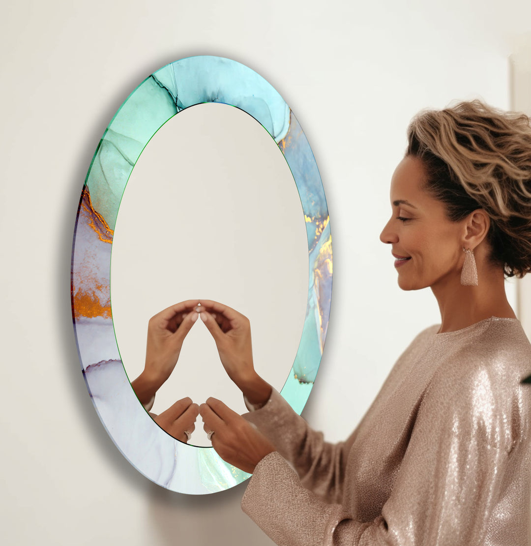 Modern Abstract Oval Wall Mirror