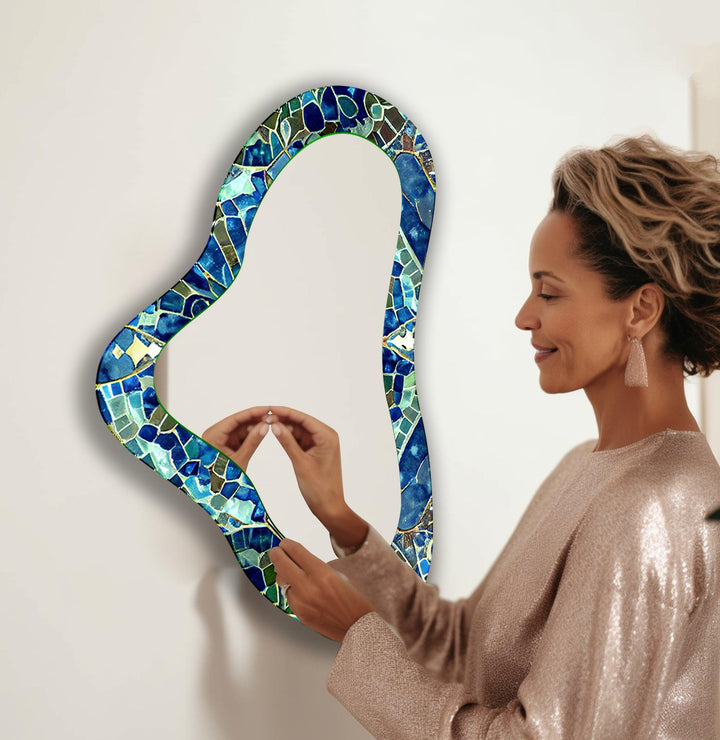 Mosaic Asymmetrical Glass Wall Mirror