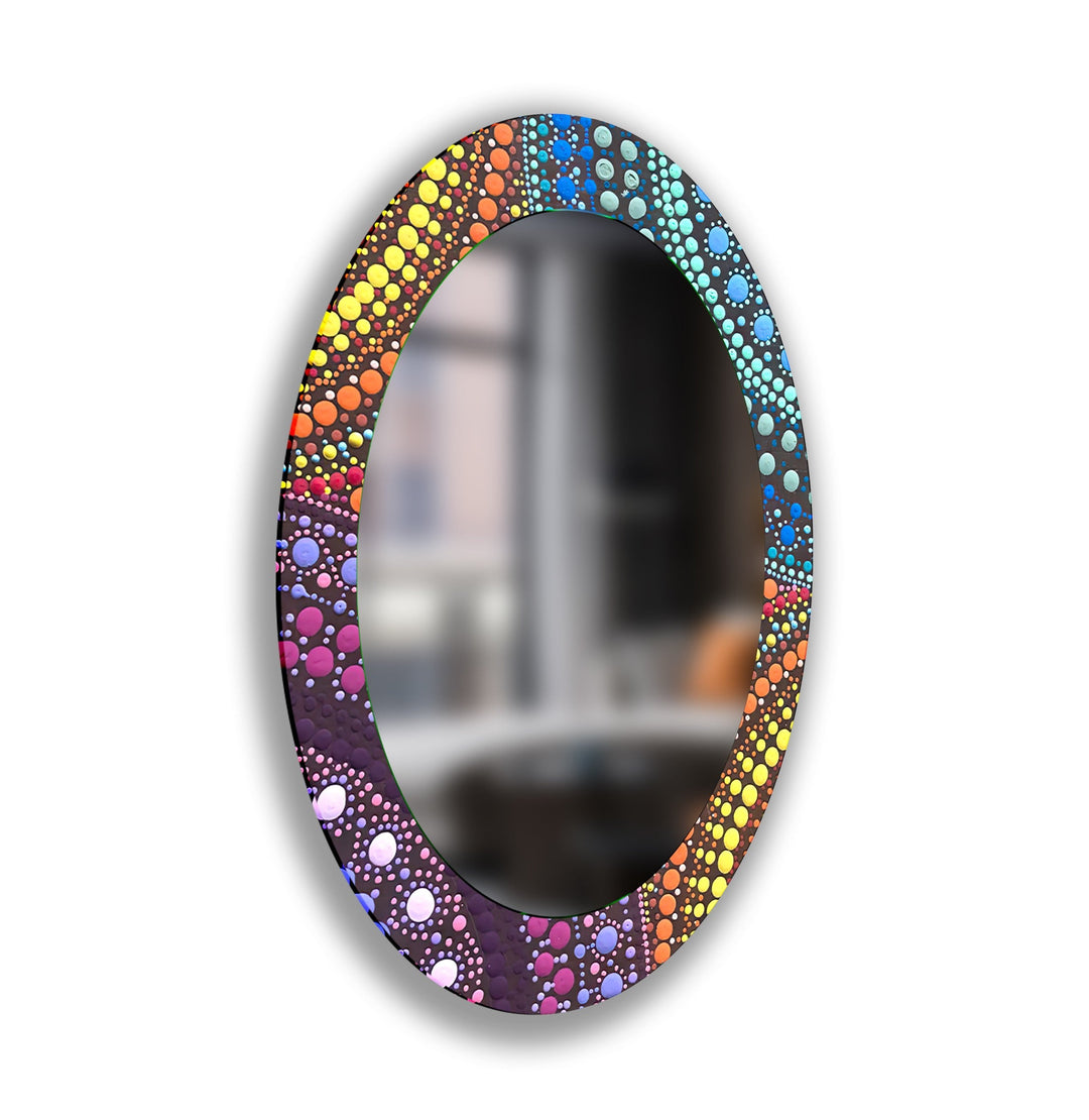 Yellow Color Mosaic Oval Wall Mirror