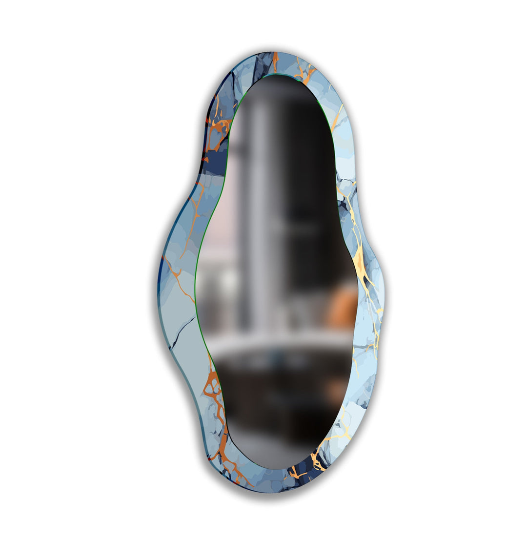 Blue And Gold Marble Wall Mirror