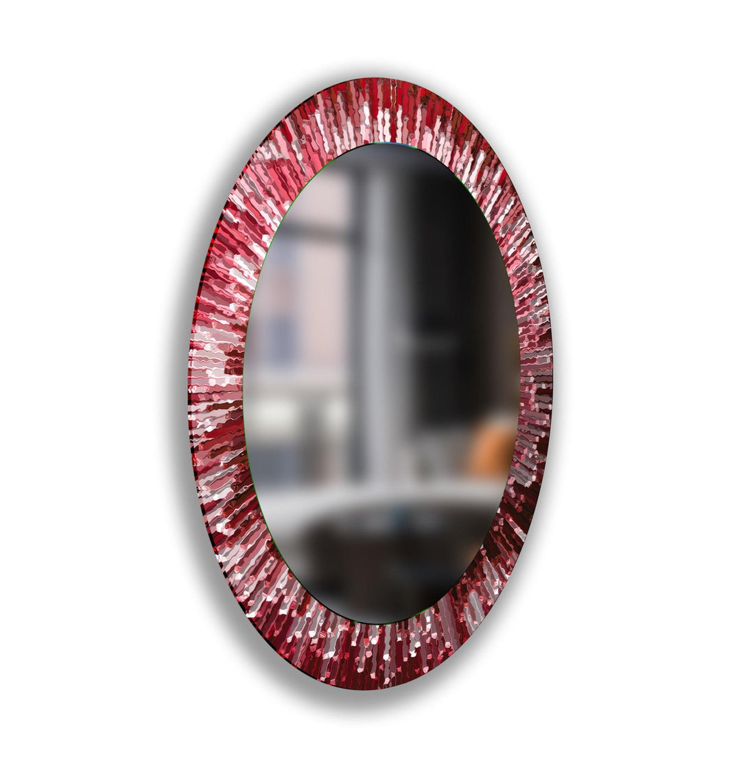 Red Mosaic Oval Wall Mirror