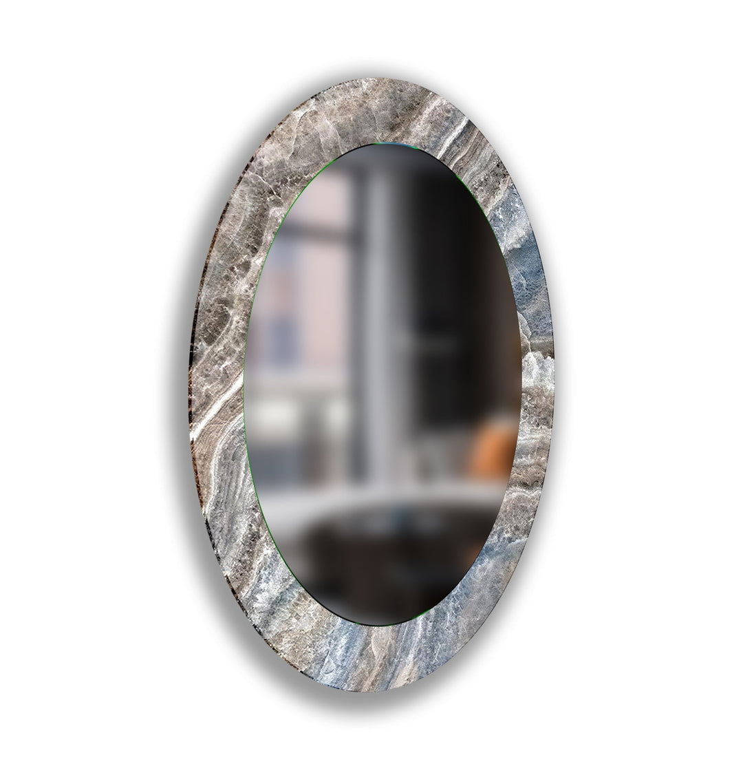 Gray Entryway Oval Wall Mirror