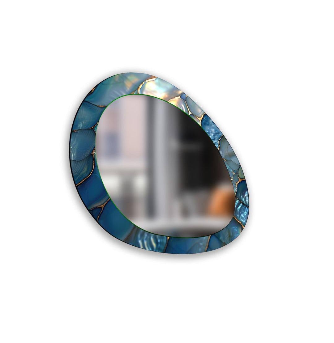 Blue Metallic Abstract Wall Mirror