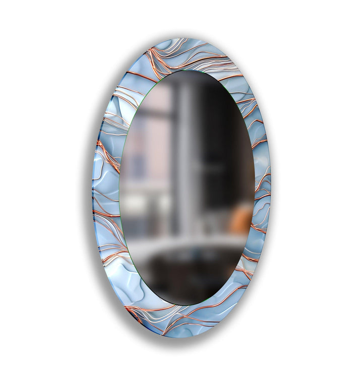 Stained Large Oval Wall Mirror