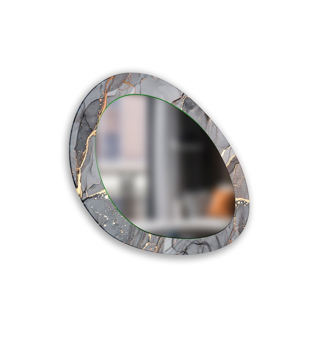 Gary Abstract Gold Marble Oval Entryway Wall Mirror