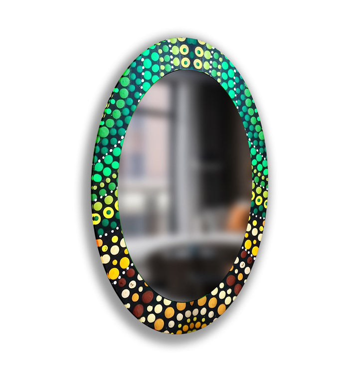 Green Mosaic Oval Wall Mirror