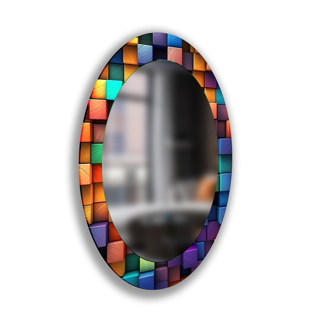 Color Stained Oval Wall Mirror