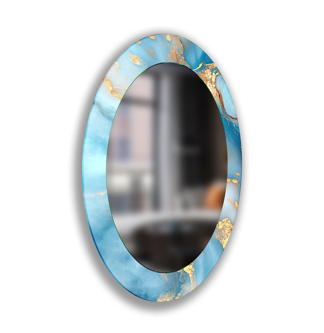 Blue Marble Oval Wall Mirror