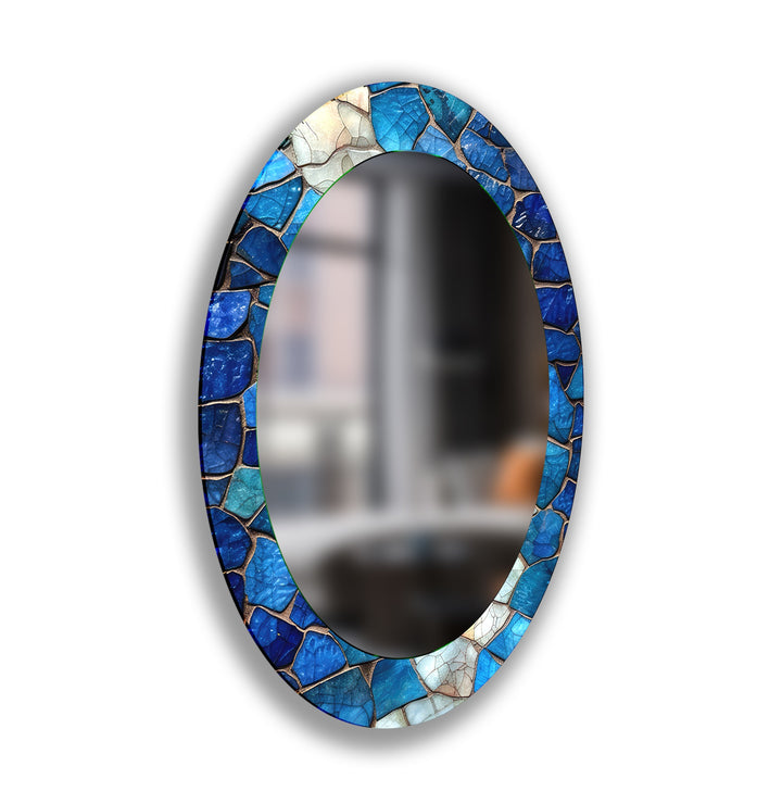 Blue Mosaic Oval Wall Mirror