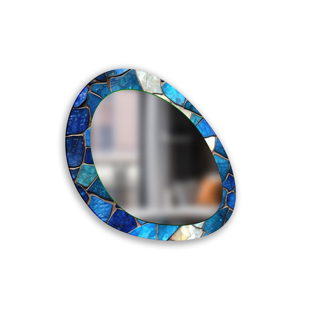 Blue Oval Living Room Wall Mirror