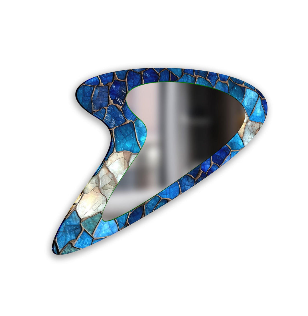 Blue Stained  Modern Glass Wall Mirror