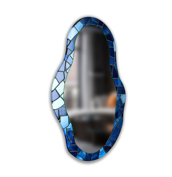 Stanied Blue Asymmetric Wall Mirror