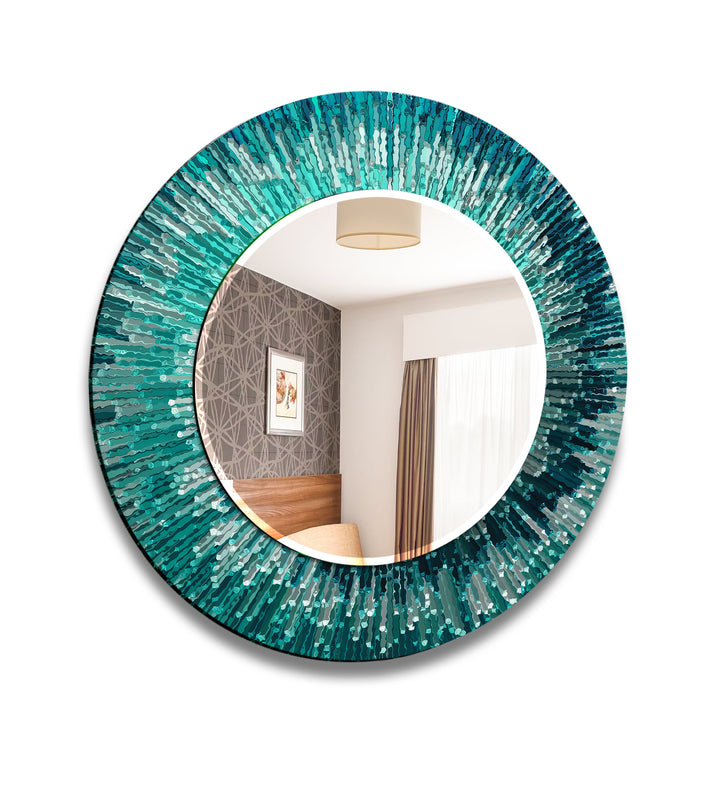 Light Blue Round Wall Mirror Black Wall Mirror
