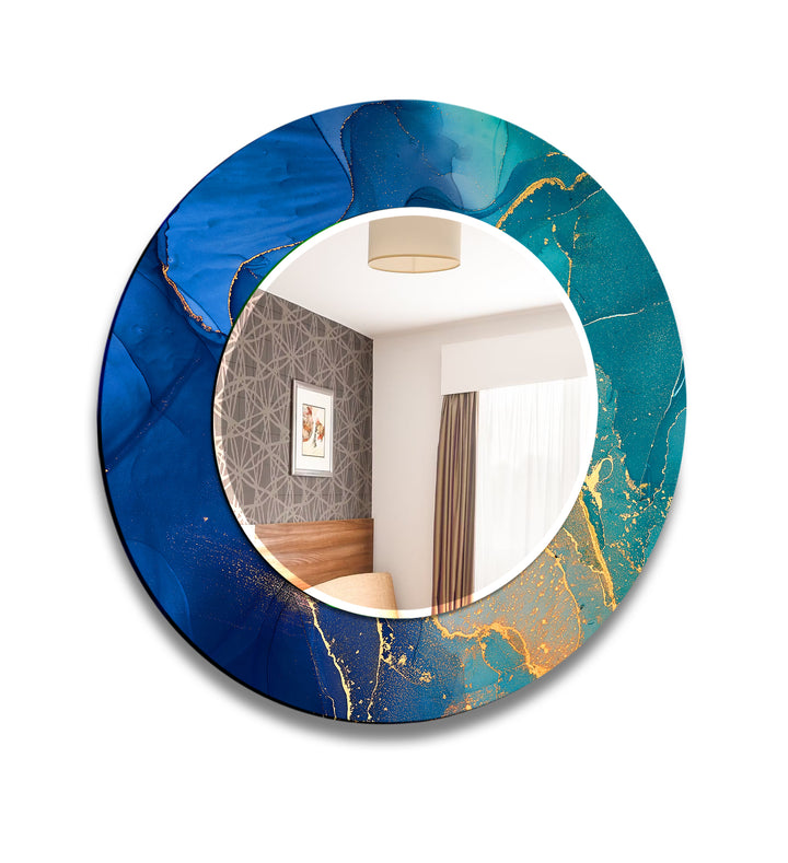 Blue & Green Round Wall Mirror Modern Wall Mirror
