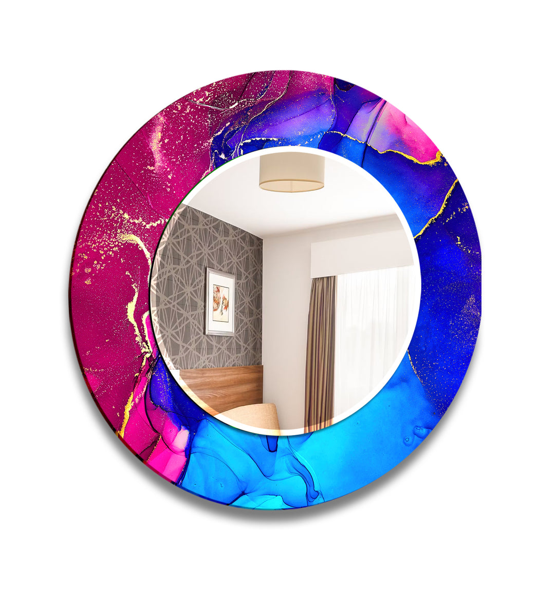 Pink & Blue Wall Mirror Round Mirror
