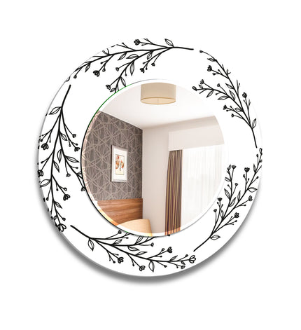 Abstract Round Tempered Glass Wall Mirror