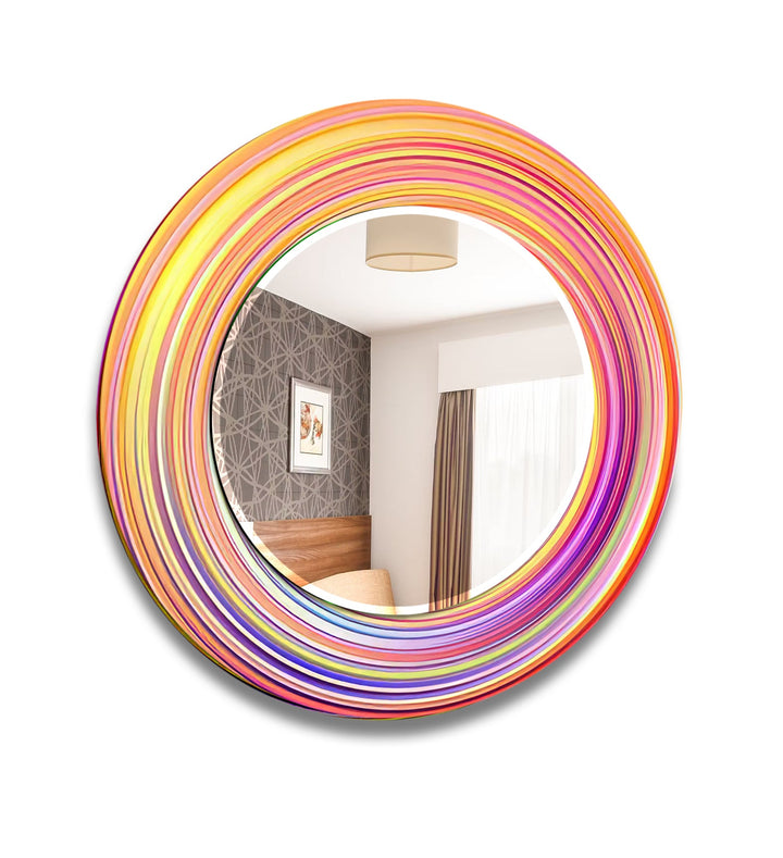 Orange Circle Round Wall Mirror Decorative Wall Mirror
