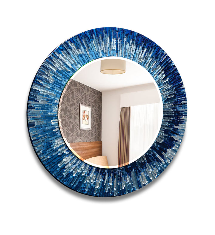 Blue Splash Round Wall Mirror Bathroom Mirror
